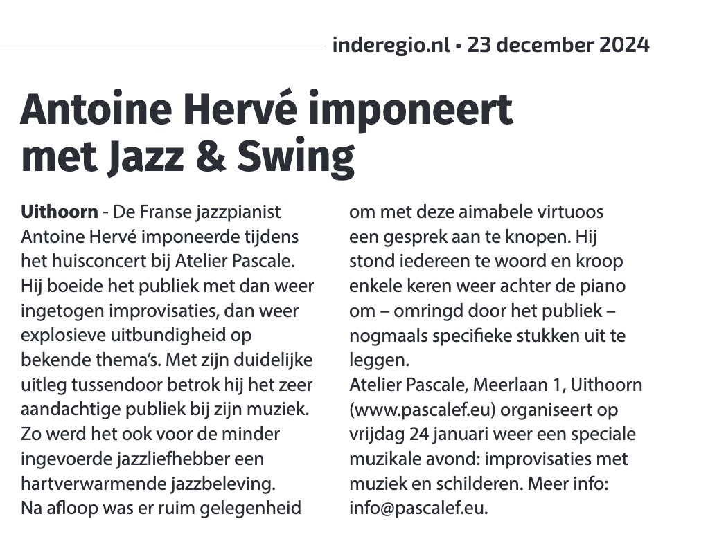 Jazz Concert Maasterklass Uithoorn - 4 & 5 Oktober