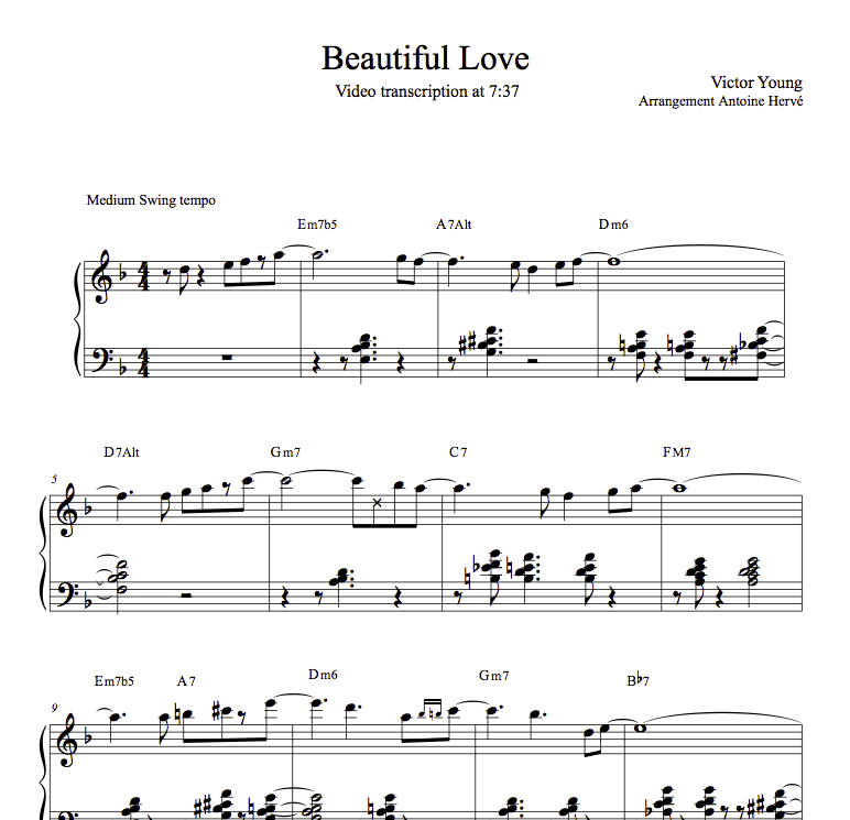 BEAUTIFUL LOVE - Cours de Piano jazz par Antoine Hervé