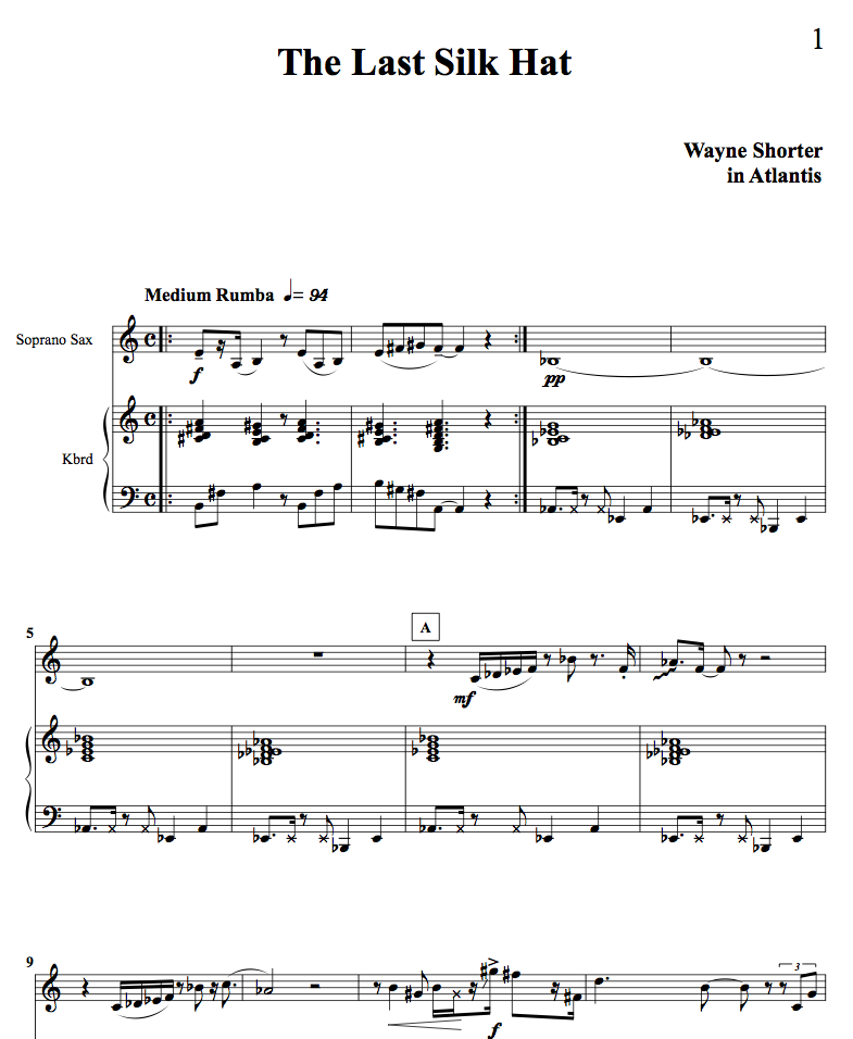 THE LAST SILK HAT - WAYNE SHORTER _pdf Transcription|THE LAST SILK HAT - WAYNE SHORTER - relevé en PDF