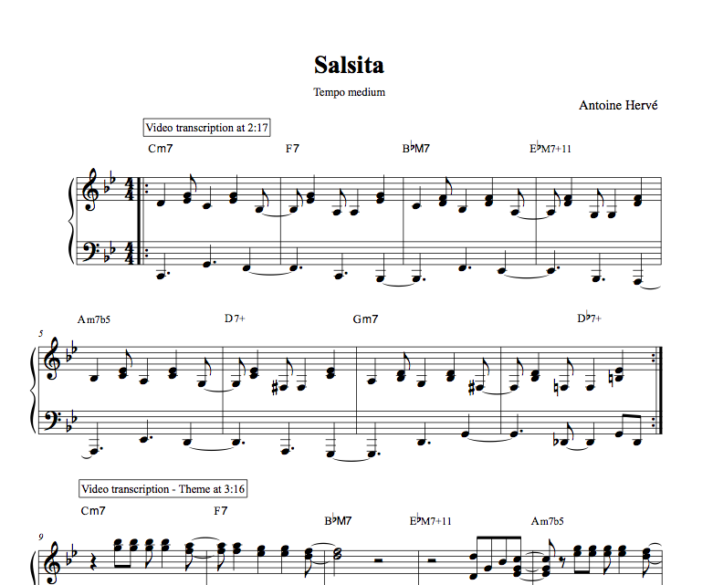 SALSITA : Cours de Piano par Antoine Hervé