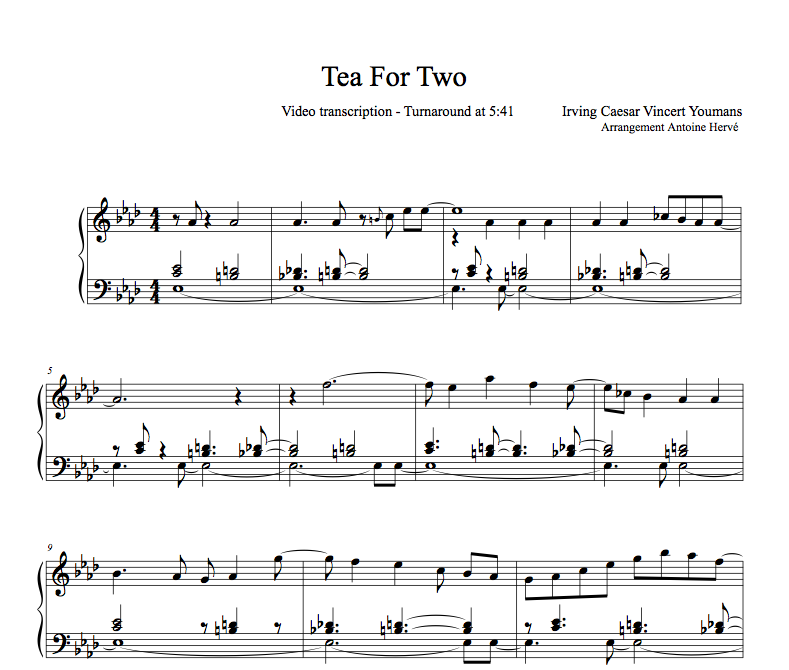 TEA FOR TWO- Piano Lesson by Antoine Herve|TEA FOR TWO - cours de piano jazz par Antoine Hervé