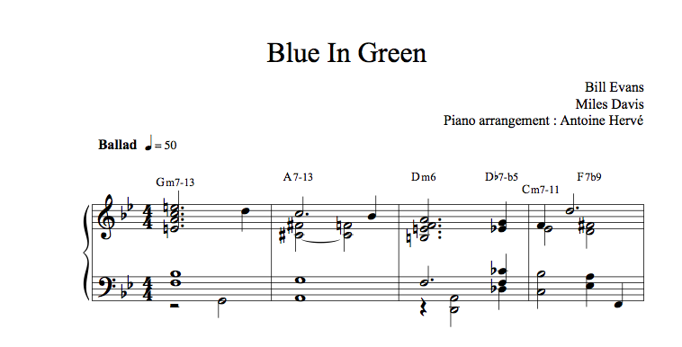 BLUE IN GREEN - cours de piano jazz par Antoine Hervé