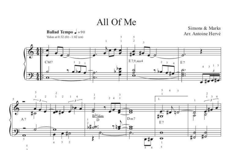 Arrangement de All Of Me par Antoine Hervé