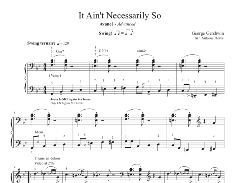 IT AIN'T NECESSARILY SO - Cours de Piano par Antoine Hervé