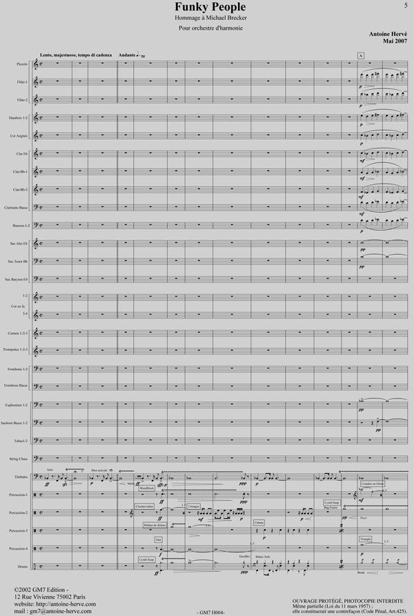 FUNKY PEOPLE pour Orchestre d'Harmonie - partition d'Antoine Hervé aux éditions Robert Martin