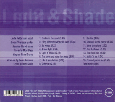 LIGHT AND SHADE - CD- Linda Pettersson (chant) et Ewan Svensson guitare (Suède)- Antoine Hervé piano en quintette