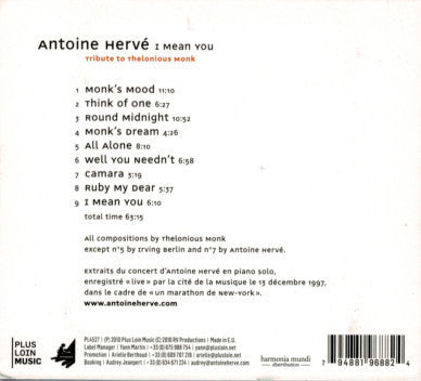 I MEAN YOU - live piano solo album -Tribute to Thelonious Monk|I MEAN YOU - album piano solo live - Hommage à Thelonious Monk