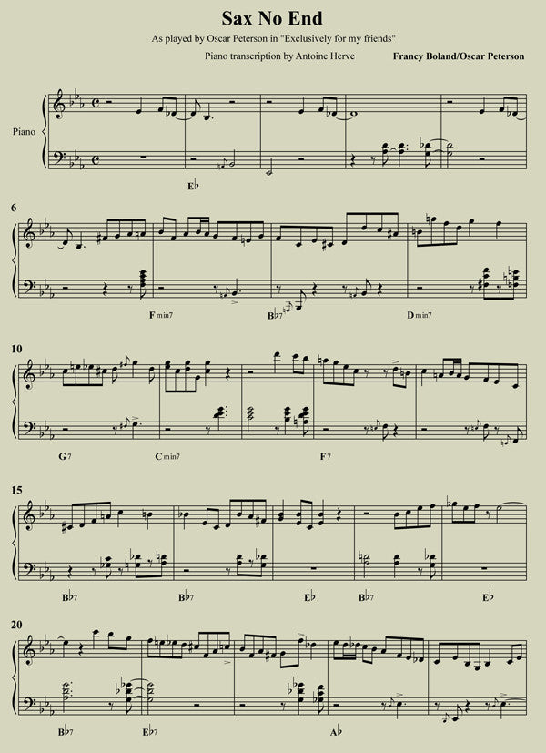 SAX NO END - Oscar Peterson's trio transcription|SAX NO END - relevé du trio d'Oscar Peterson par Antoine Hervé