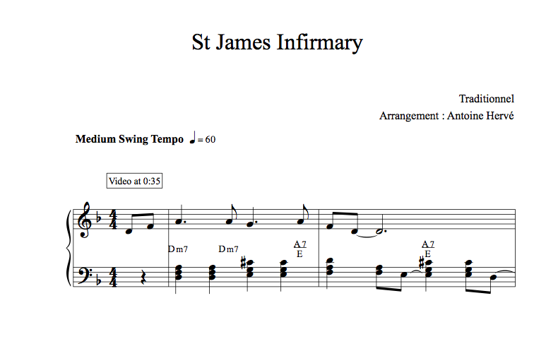 St JAMES INFIRMARY - Piano Lesson by Antoine Herve|St JAMES INFIRMARY - Cours de Piano par Antoine Hervé