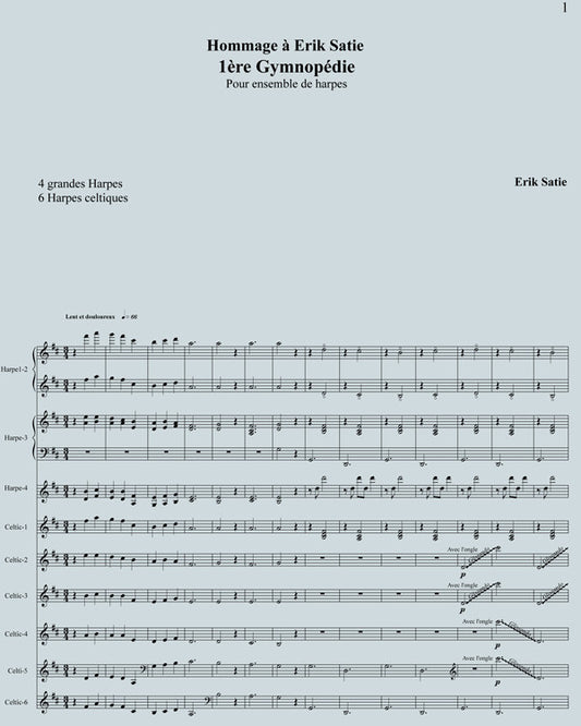 1ère GYMNOPÉDIE d'Erik Satie pour 10 élèves harpistes