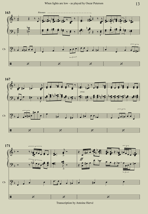 WHEN LIGHTS ARE LOW - Oscar Peterson trio transcription by A.Herve|WHEN LIGHTS ARE LOW- relevé du trio d'Oscar Peterson par Antoine Hervé