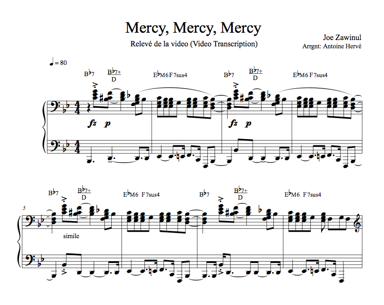 MERCY, MERCY, MERCY - Piano Lesson by Antoine Herve|MERCY, MERCY, MERCY - Cours de Piano par Antoine Hervé