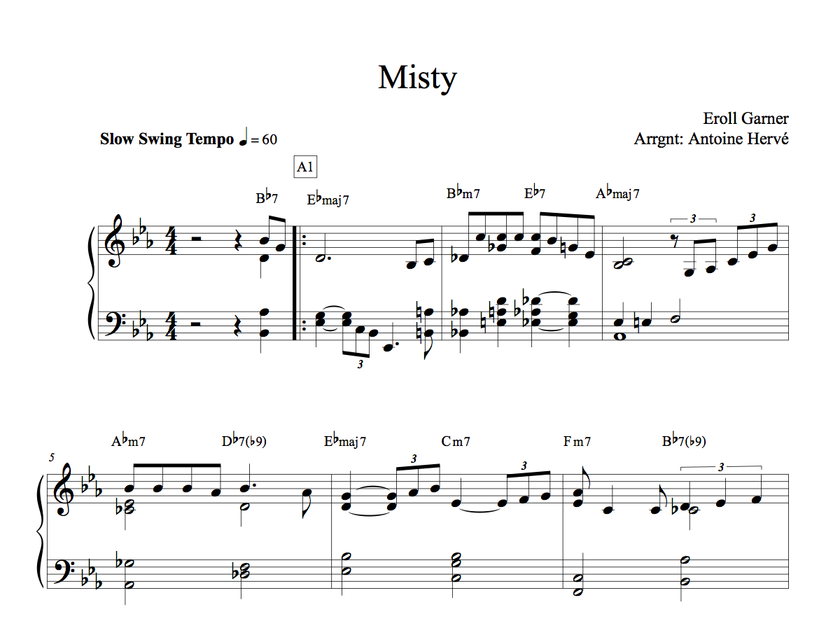 MISTY- Piano Lesson by Antoine Herve|MISTY- Cours de Piano par Antoine Hervé