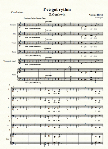 I'VE GOT RYTHM - score for choir SATB arranged by Antoine Hervé|I'VE GOT RYTHM  - partition pour choeur SATB - arrangement d'Antoine Hervé