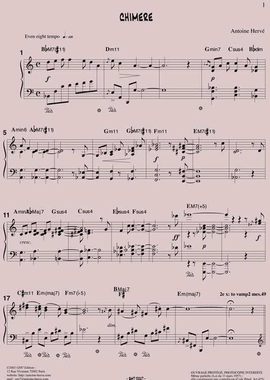 CHIMÈRE - partition pdf pour piano solo